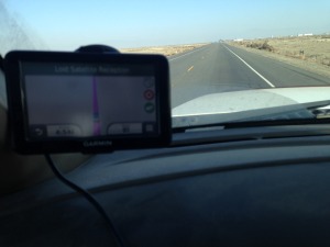 At least the road matches the line on the Garmin. Straight.